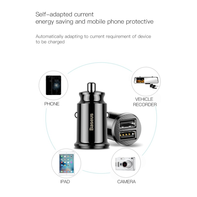 Buy Baseus Car Charger - CCALL-ML02 - Grain Car Charger 3.1A White in Cyprus, Nicosia, Limassol, Larnaka, Pafos