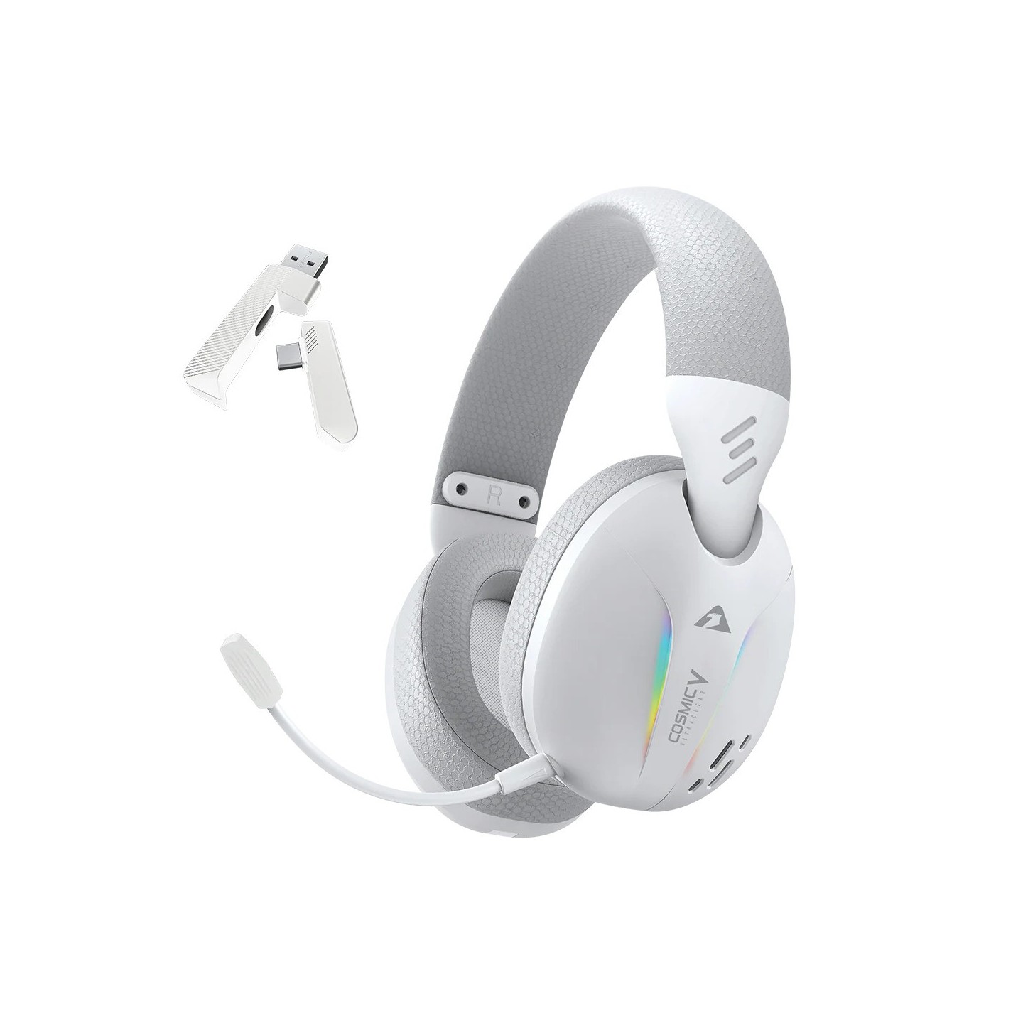 Armaggeddon Cosmic V Gaming Headset USB/3.5mm/2.4G/BT PU Leather Ultraclear White (Boxed) — Buy in Cyprus with Fast Delivery