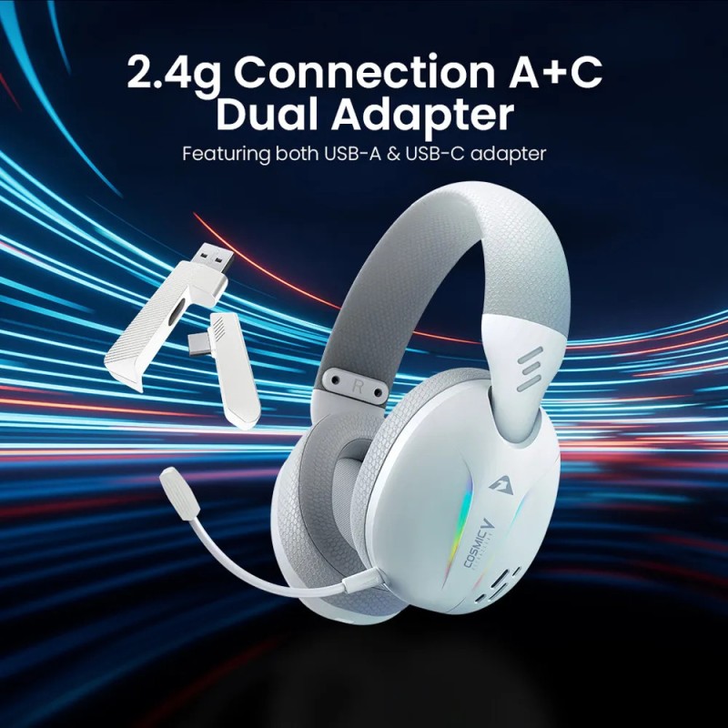 Armaggeddon Cosmic V Gaming Headset USB/3.5mm/2.4G/BT PU Leather Ultraclear White (Boxed) — Buy in Cyprus with Fast Delivery