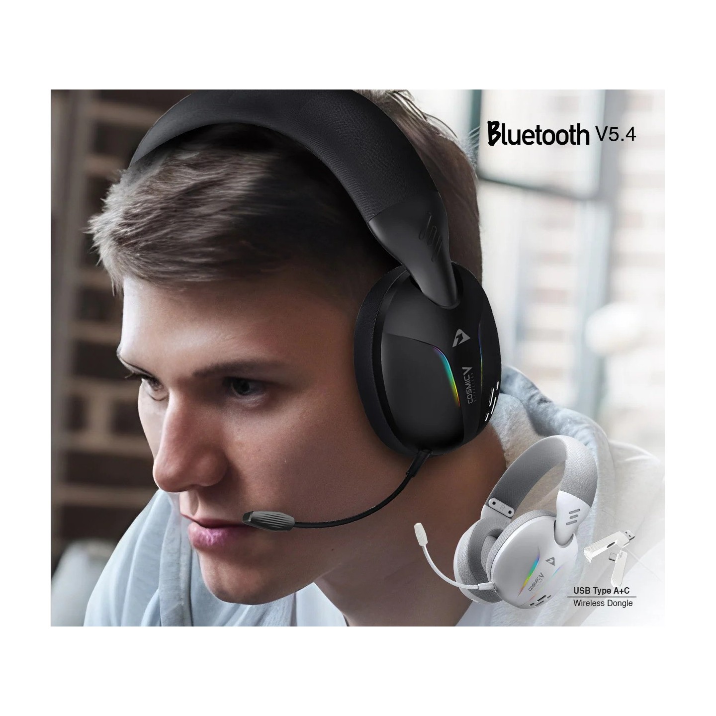 Armaggeddon Cosmic V Gaming Headset USB/3.5mm/2.4G/BT PU Leather Ultraclear White (Boxed) — Buy in Cyprus with Fast Delivery