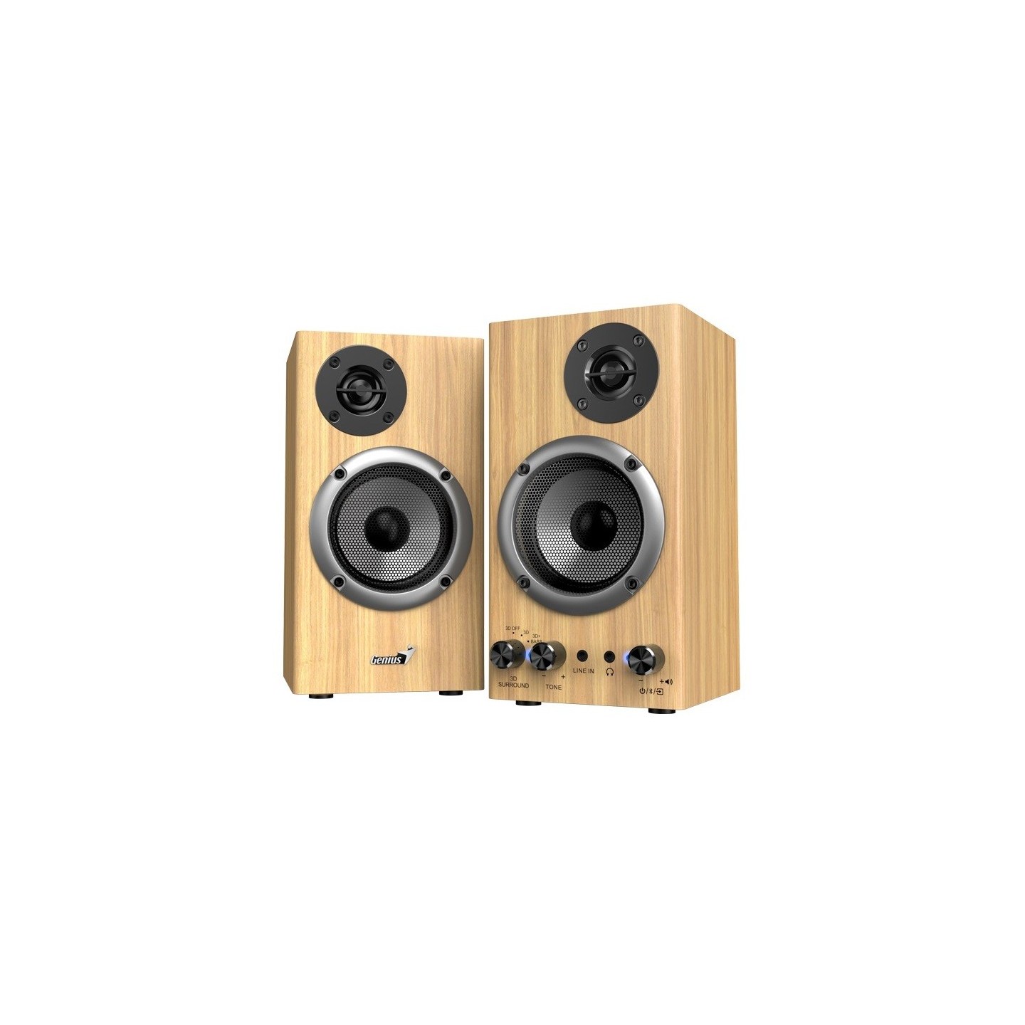 Genius 2.0 PC Speakers with BT 20W RMS Pine Wood - SP-HF520BT - 2.0 PC Speakers with BT 20W RMS Pine Wood