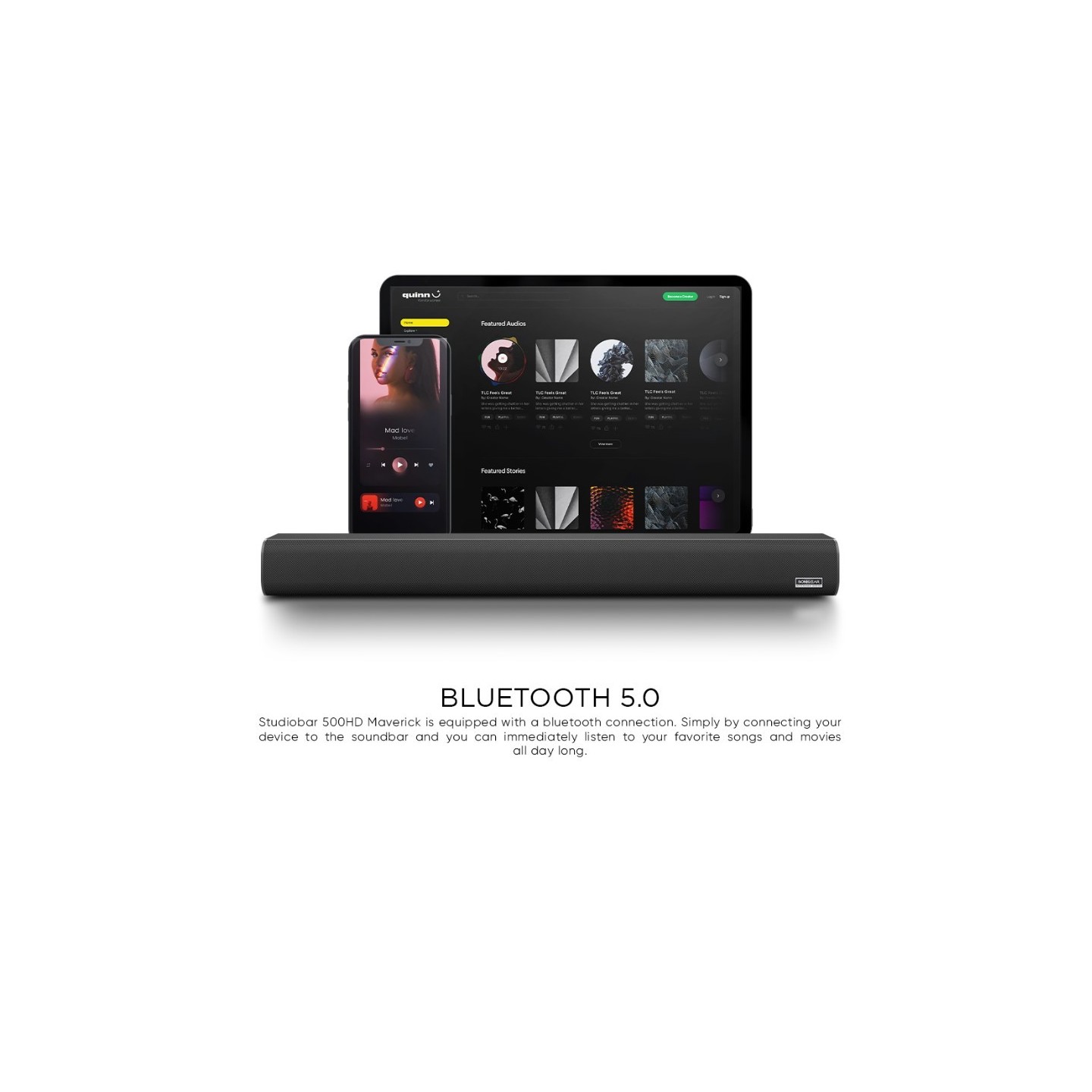 SonicGear Maverick 100W HiFi DSP Soundbar BT-USB-HDMI - STUDIOBAR 500HD - Maverick 100W HiFi DSP Soundbar BT-USB-HDMI