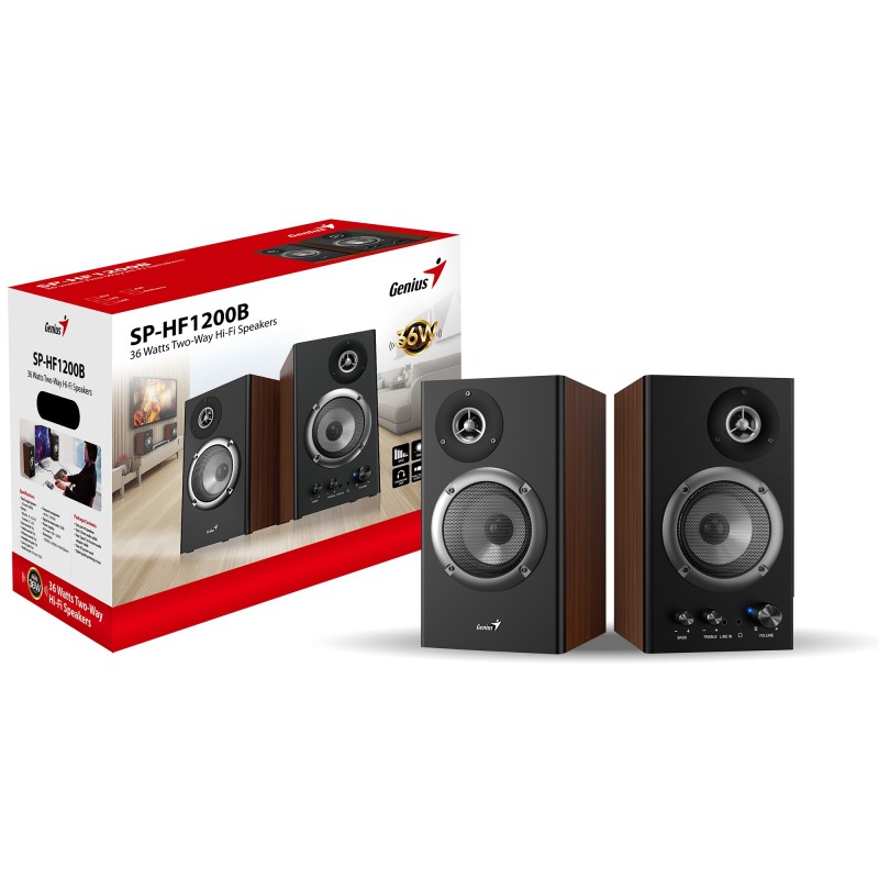 Buy Genius PC Speakers - SP-HF1200B - 2.0 PC Speakers 36W RMS Wood in Cyprus, Nicosia, Limassol, Larnaka, Pafos