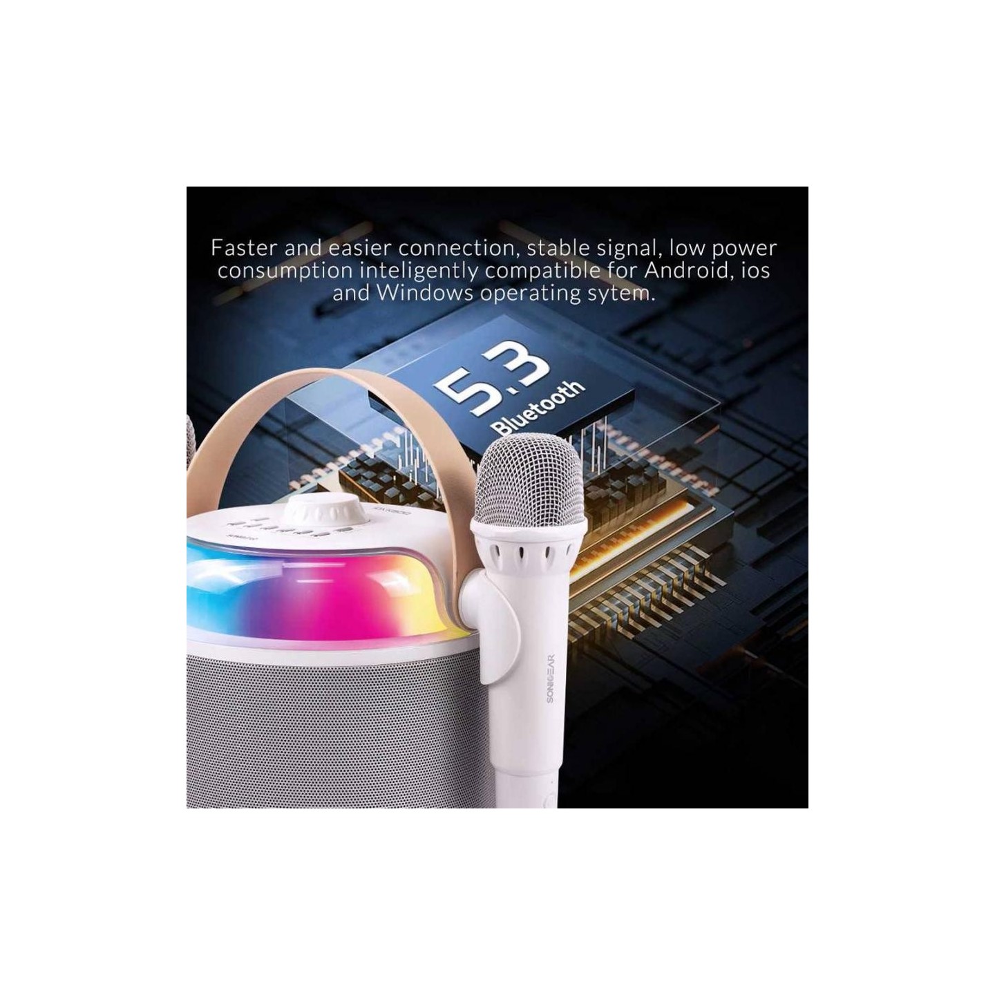 SonicGear Portable Karaoke Kids Speaker iOX White - K800 - BT Wireless Dual Mics — Buy in Cyprus with Fast Delivery