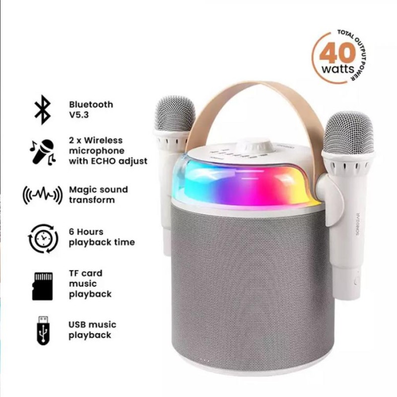 Buy SonicGear Portable Karaoke Kids Speaker iOX White - K800 - BT Wireless Dual ... in Cyprus, Nicosia, Limassol, Larnaka, Pafos