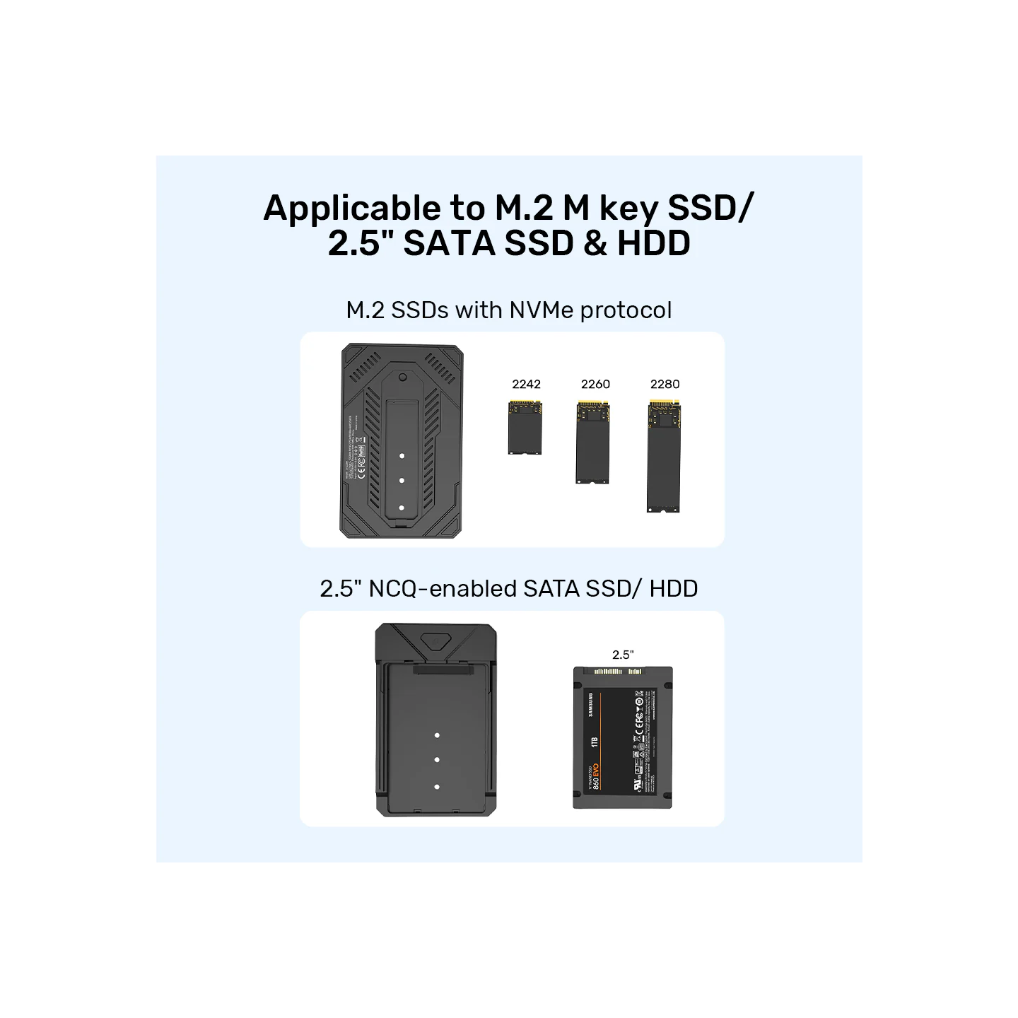 Unitek USB-C M.2 NVMe & 2.5'' SATA 10Gbps Dual Enclosure - S1229C - USB-C M.2 NVMe & 2.5'' SATA 10Gbps Dual Enclosure