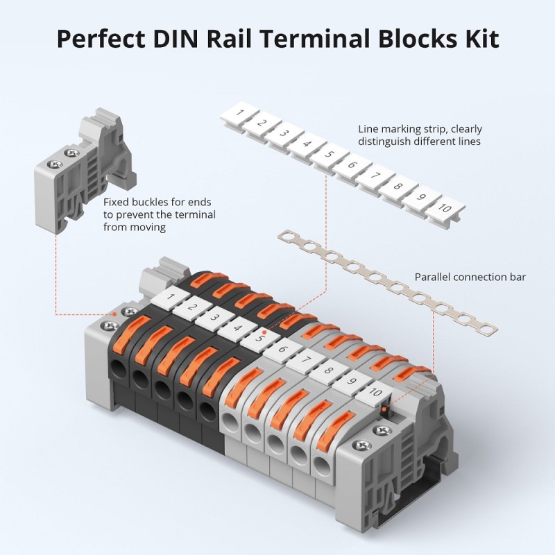 Buy Sonoff DR DIN Rail - 211 - DIN Rail Wire Connectors, 20 Pieces in Cyprus, Nicosia, Limassol, Larnaka, Pafos