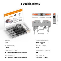 Buy Sonoff DR DIN Rail - 211 - DIN Rail Wire Connectors, 20 Pieces in Cyprus, Nicosia, Limassol, Larnaka, Pafos