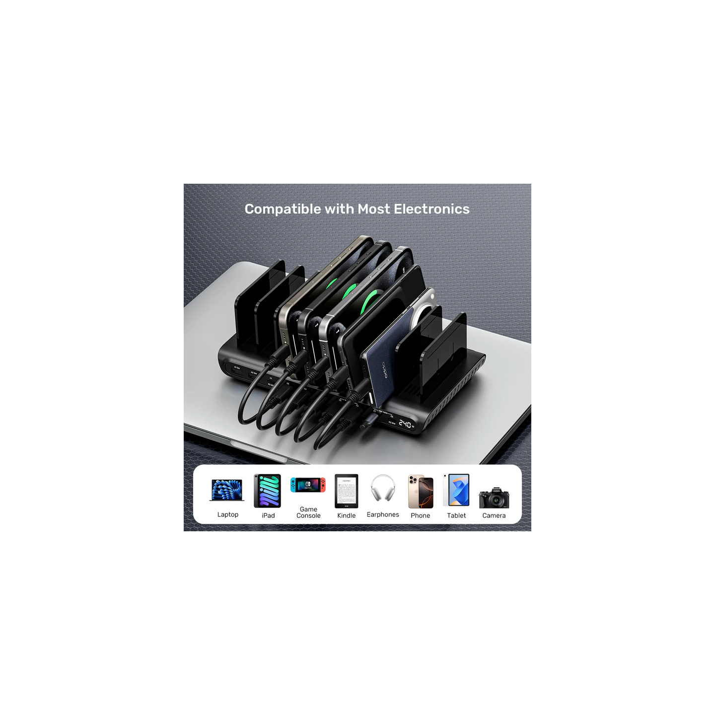 Unitek Charge Station 240W 10-Port 8xUSB-C + 2xUSB-A - P1230CBK01-UK - 240W 10-Port 8xUSB-C + 2xUSB-A