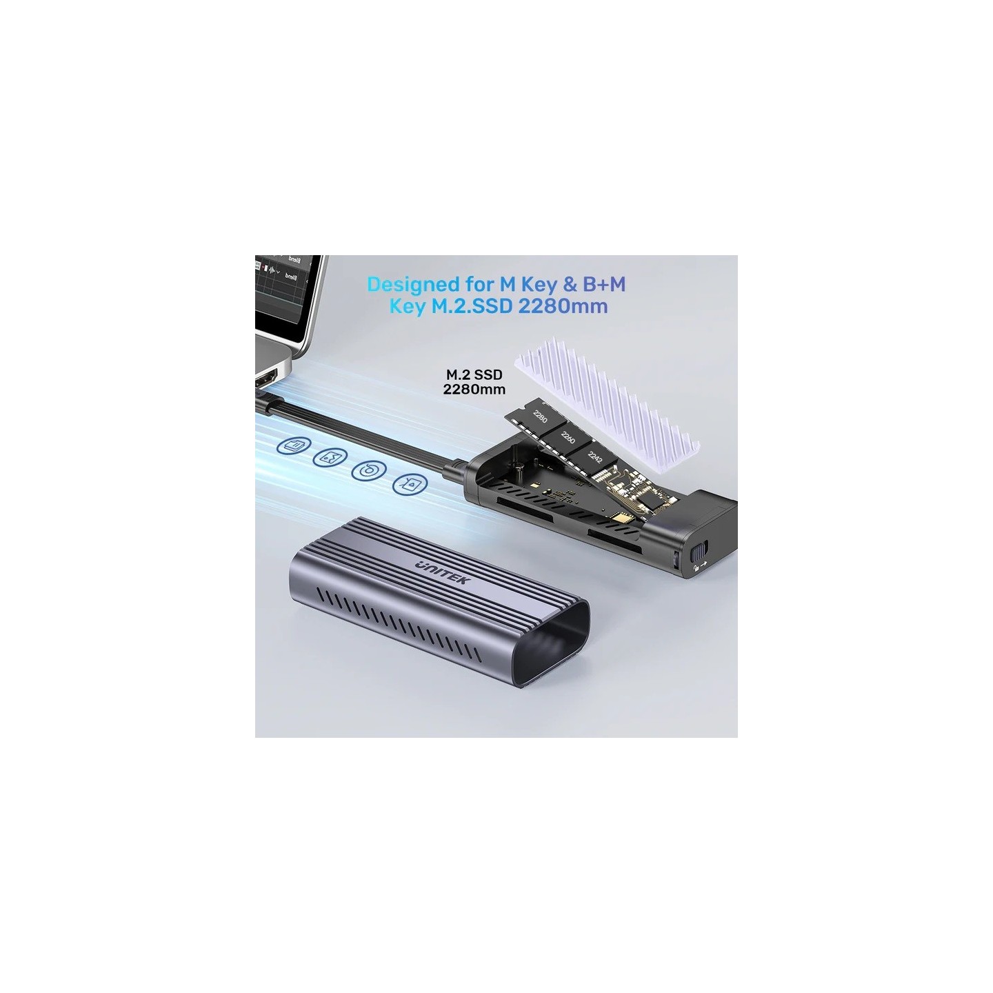Unitek USB-C NVME PCIe Enclosure USB4.0 40Gbps - S1226A - USB-C, NVME, PCIe Enclosure, USB4.0, 40Gbps