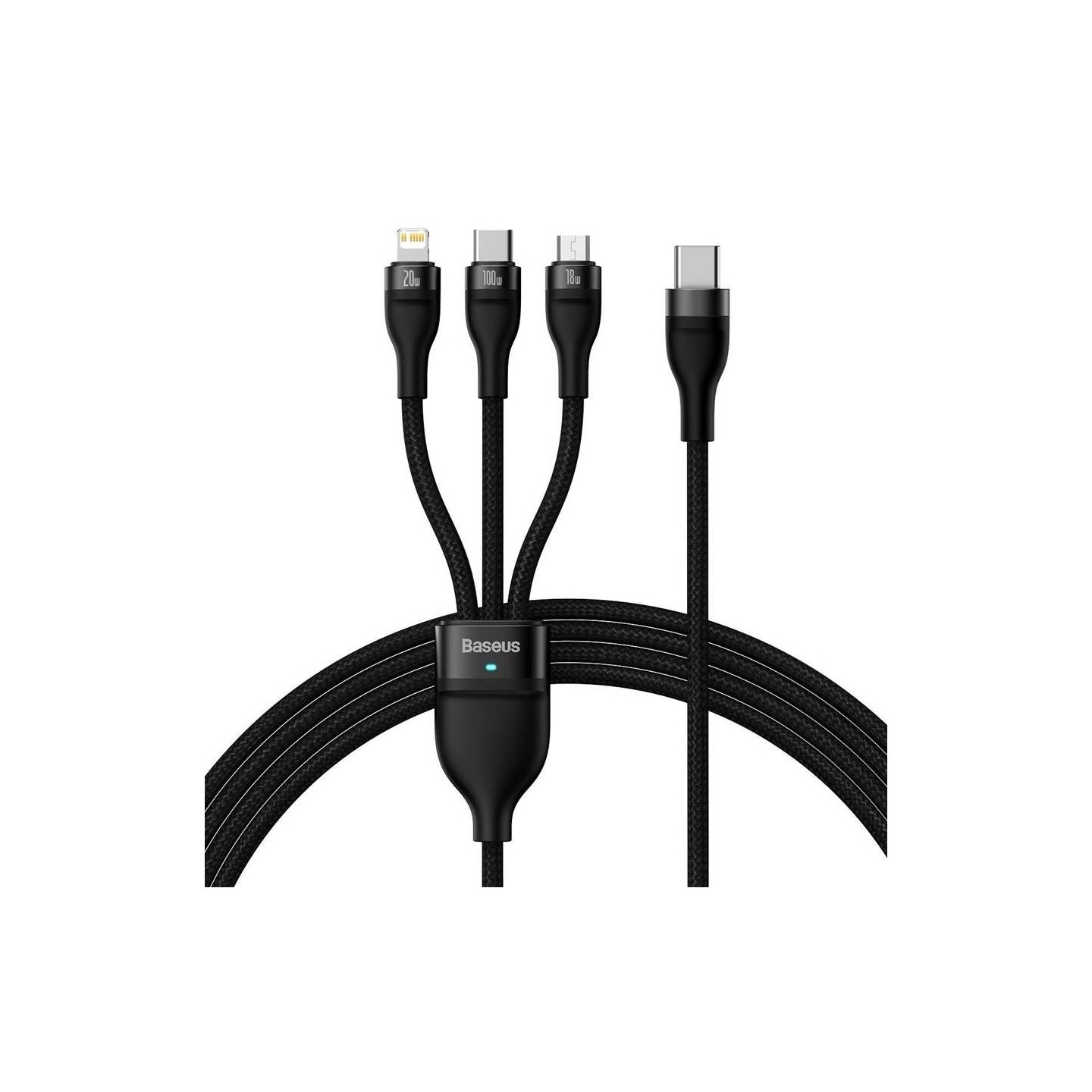 Baseus Cable - 3in1 USB-C Micro Light Flash Series - USB-C 1.5m Black — Buy in Cyprus with Fast Delivery
