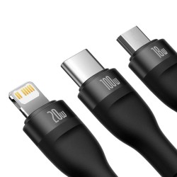 Buy Baseus Cable - 3in1 USB-C Micro Light Flash Series - USB-C 1.5m Black in Cyprus, Nicosia, Limassol, Larnaka, Pafos