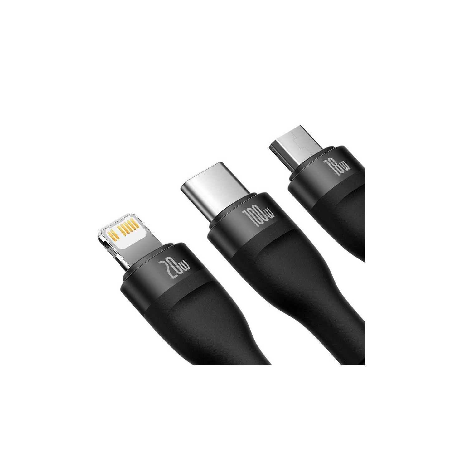 Baseus Cable - 3in1 USB-C Micro Light Flash Series - USB-C 1.5m Black — Buy in Cyprus with Fast Delivery