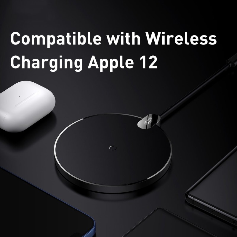 Buy Baseus Digital LED Display Wireless Charger - Gen 2, 15W, Black in Cyprus, Nicosia, Limassol, Larnaka, Pafos