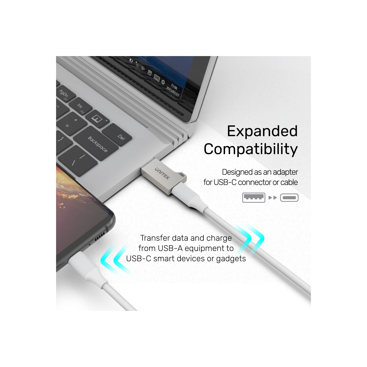 Unitek USB3.1 Type-C Female to Type-A Male 5Gbps Adapter Silver A1034NI — Buy in Cyprus with Fast Delivery