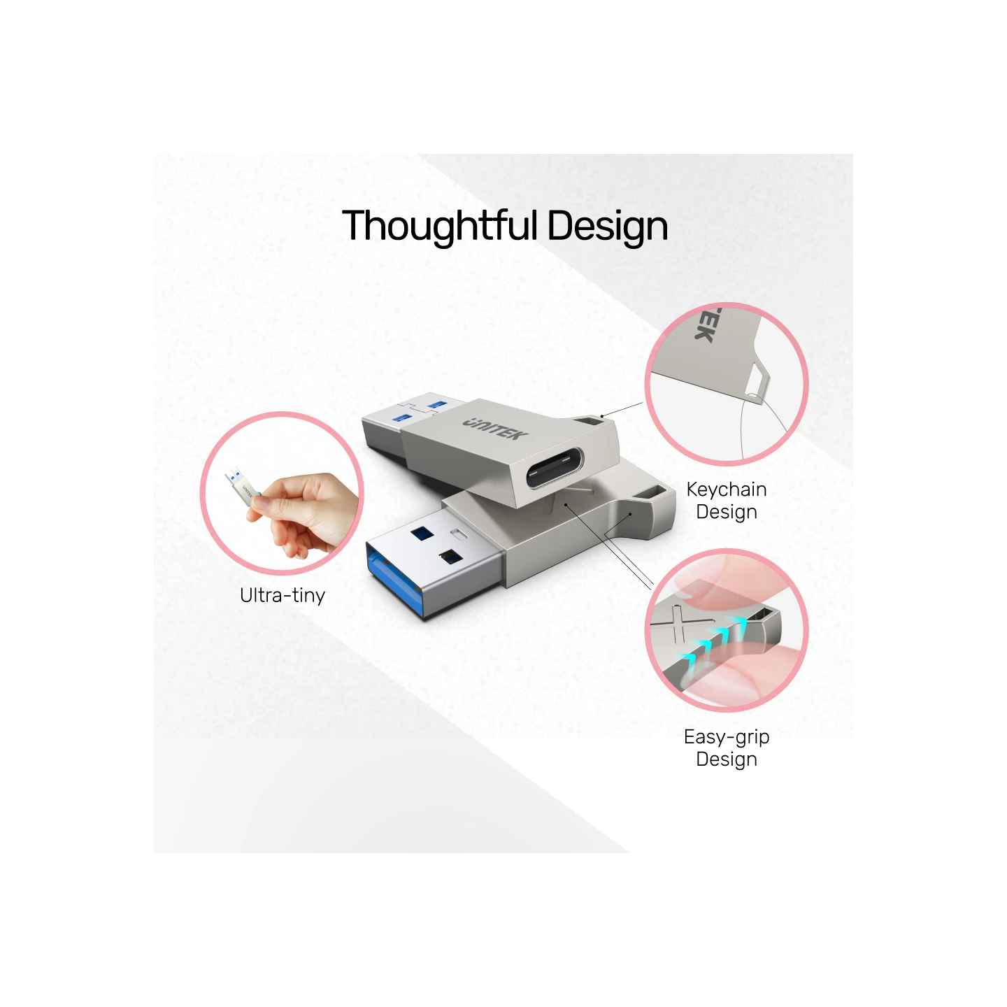Unitek USB3.1 Type-C Female to Type-A Male 5Gbps Adapter Silver A1034NI — Buy in Cyprus with Fast Delivery