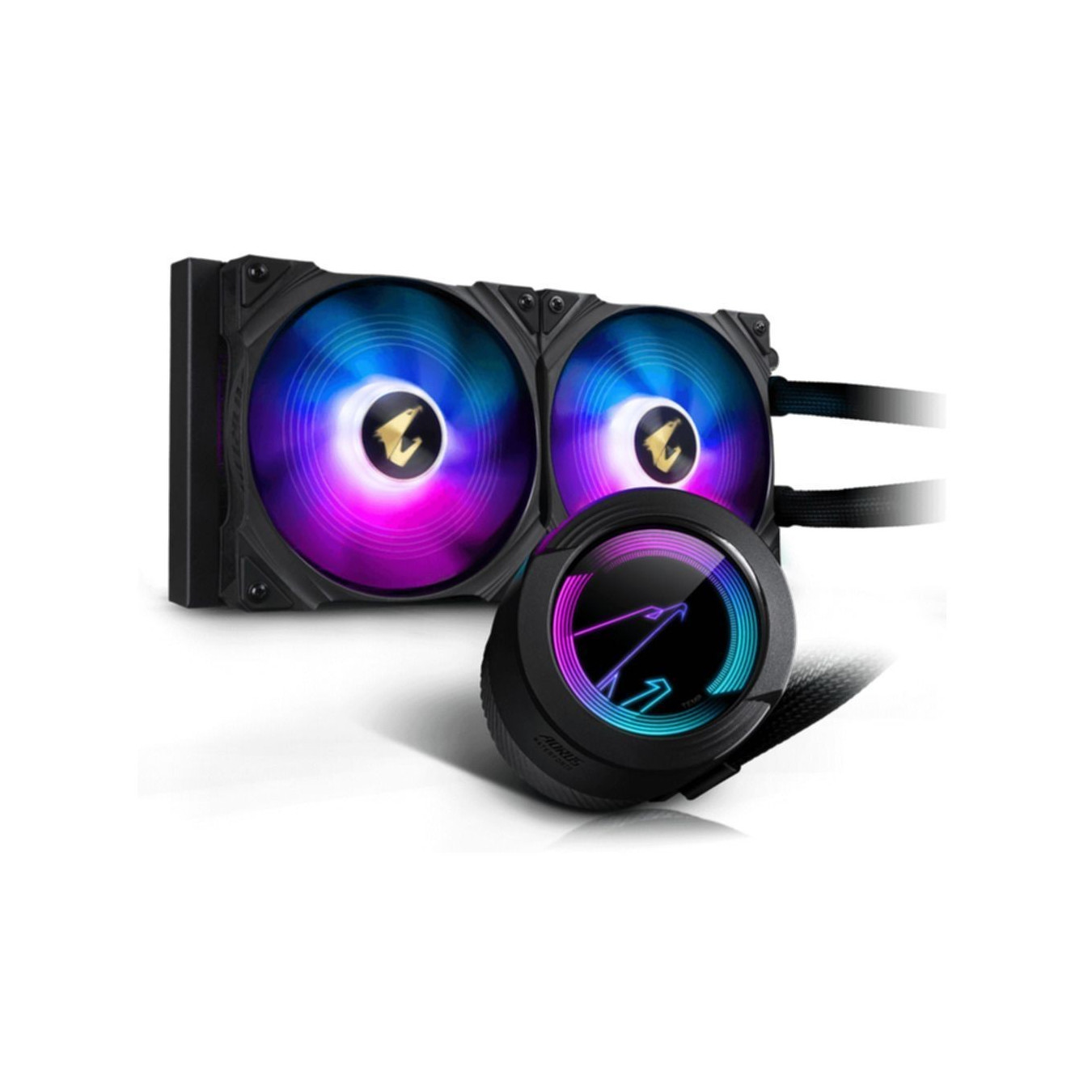 Gigabyte GP-AORUS WATERFORCE 280 - 280mm AIO Liquid CPU Cooler - Black, Dual 140mm Fans, ARGB