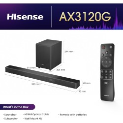 Buy Hisense Soundbar - AX3120G - 3.1.2 CH 360W BT USB Optical DOLBY ATMOS in Cyprus, Nicosia, Limassol, Larnaka, Pafos