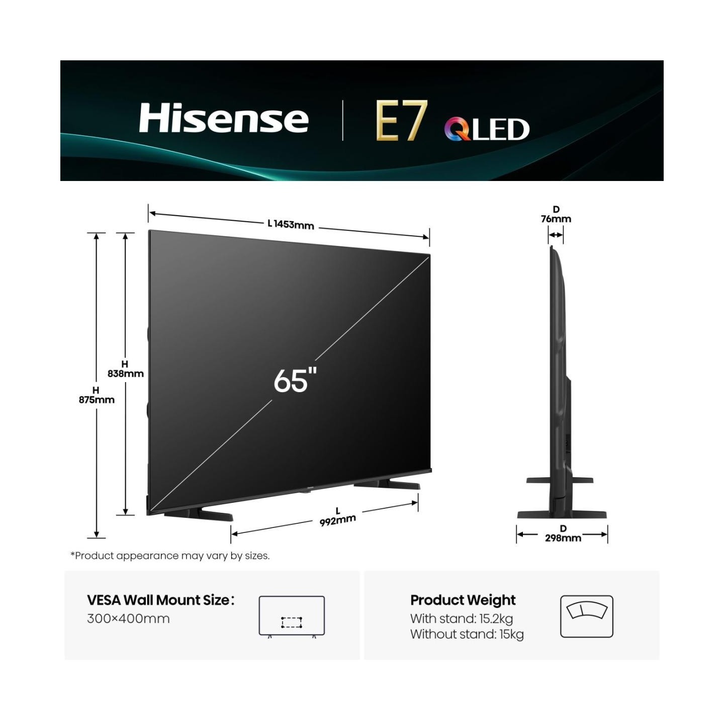 Hisense 65'' 4K Smart QLED TV - 65E7Q - 65'' 4K Smart QLED TV — Buy in Cyprus with Fast Delivery