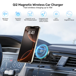 Unitek Charge Car Wireless Qi2 Magnetic 15W & AirVent Mount - P1404A - Charge Car Wireless Qi2 Magnetic 15W & AirVent Mount