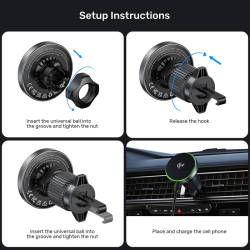 Unitek Charge Car Wireless Qi2 Magnetic 15W & AirVent Mount - P1404A - Charge Car Wireless Qi2 Magnetic 15W & AirVent Mount