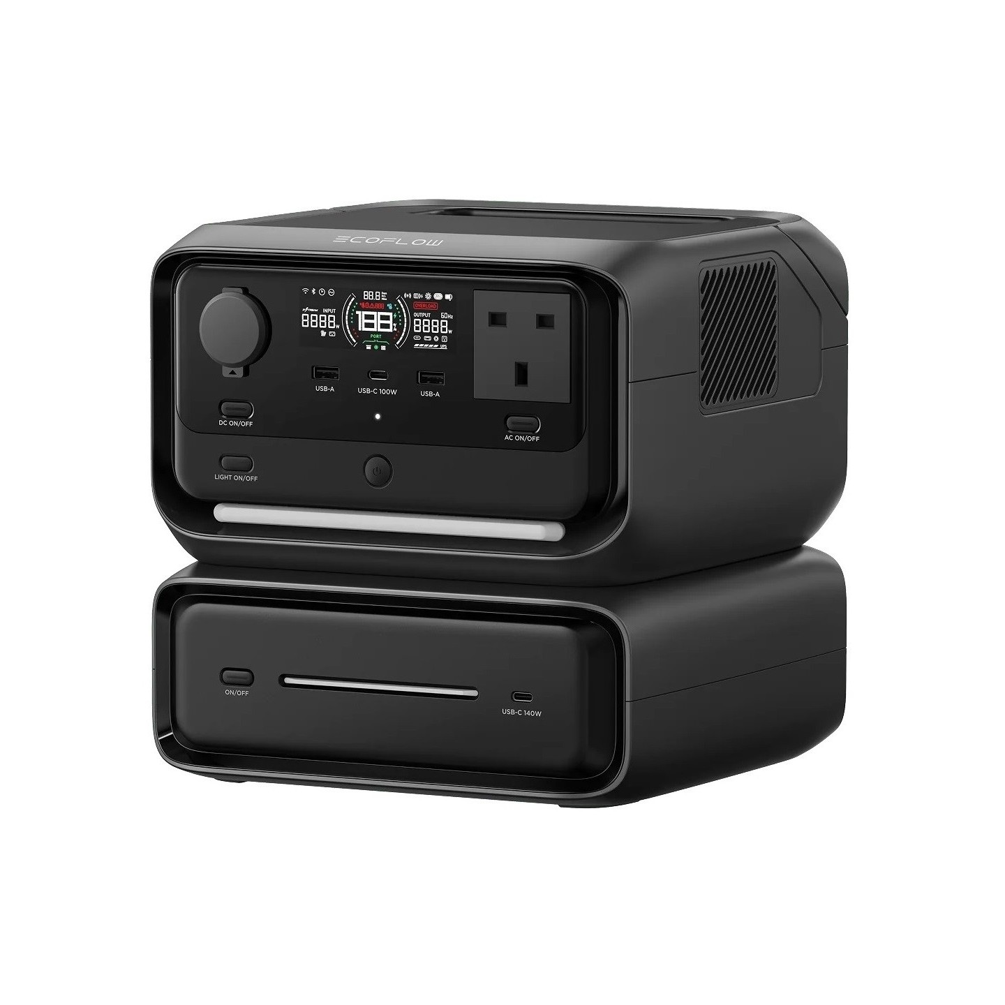 EcoFlow River Power Station - RIVER 3 Max - 572Wh 600W with 3 UK plugs 100W USB-C (Plus + EB300)