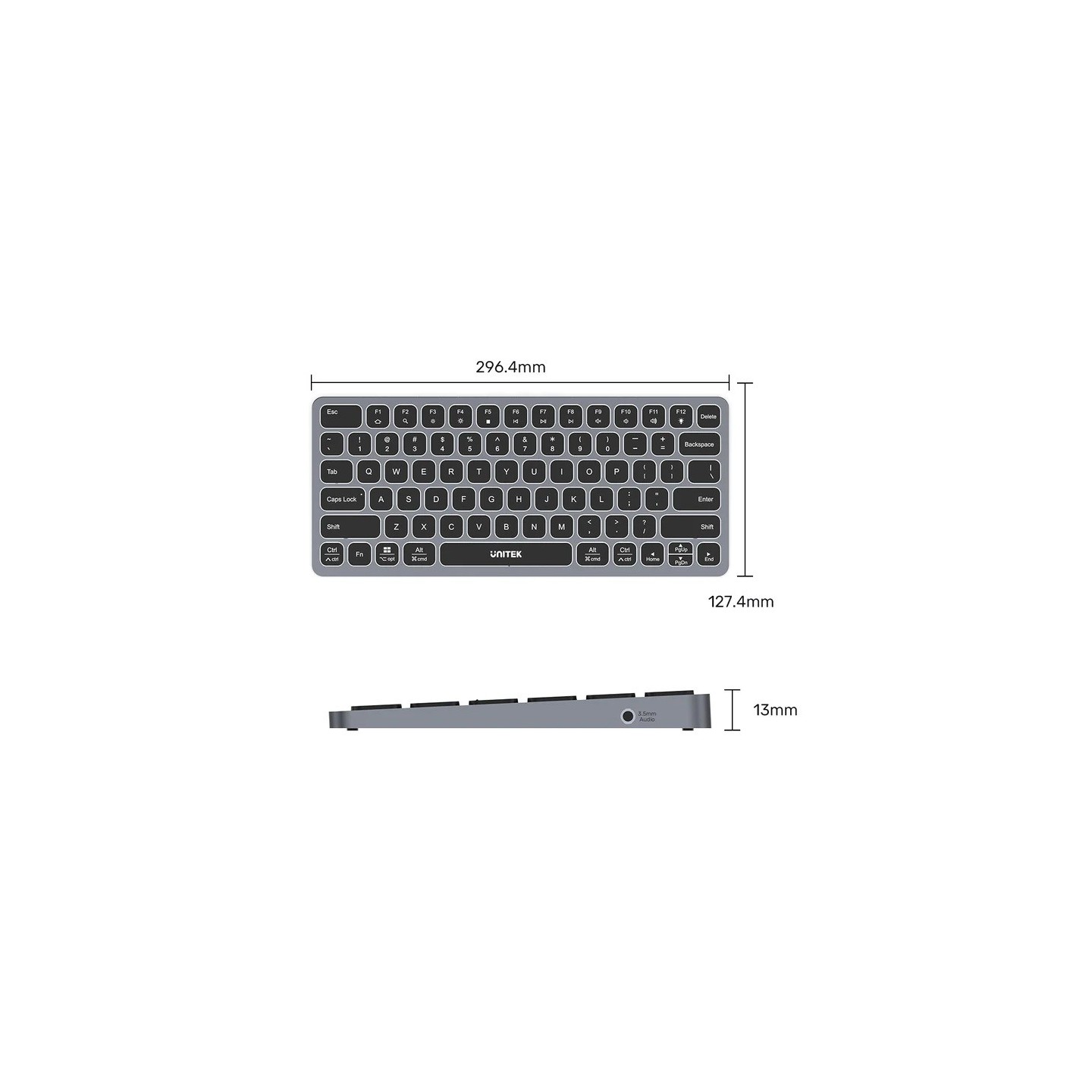 Unitek Keyboard & USB-C 3.0 Hub - D1092A - 9in1, 4x USB Ports, HDMI 4K60Hz, Card Reader, 100W PD