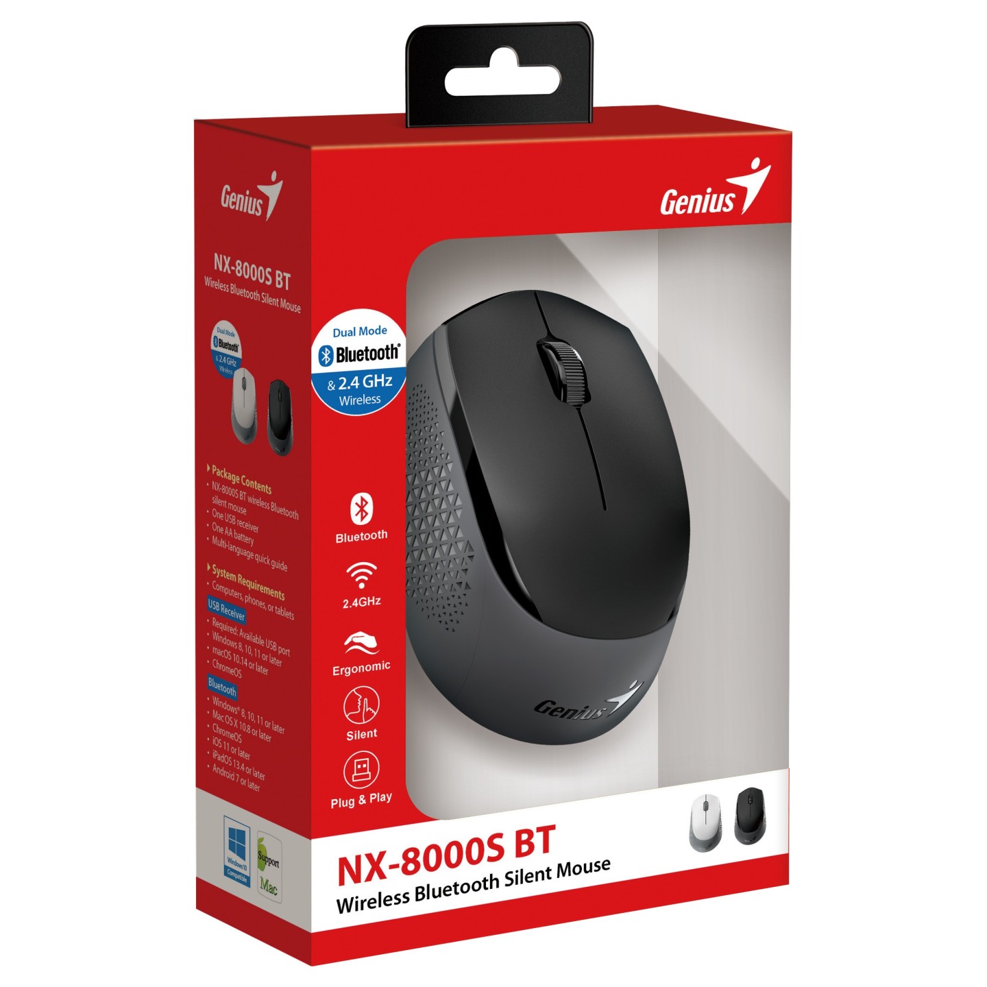 Genius NX-8000S Wireless+BT Silent Mouse 1200 DPI Black (Boxed) — Buy in Cyprus with Fast Delivery