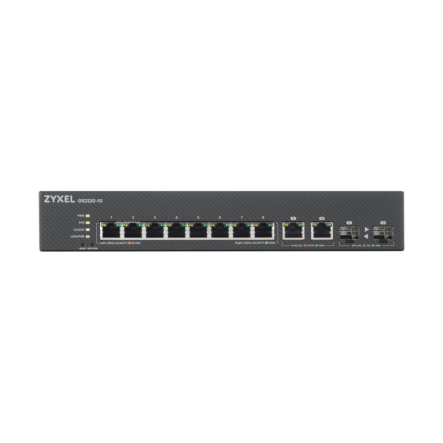 Zyxel Switch - GS2220-10 - Gigabit Ethernet Cloud Managed 8-Port + 2RJ45 SFP Combo — Buy in Cyprus with Fast Delivery