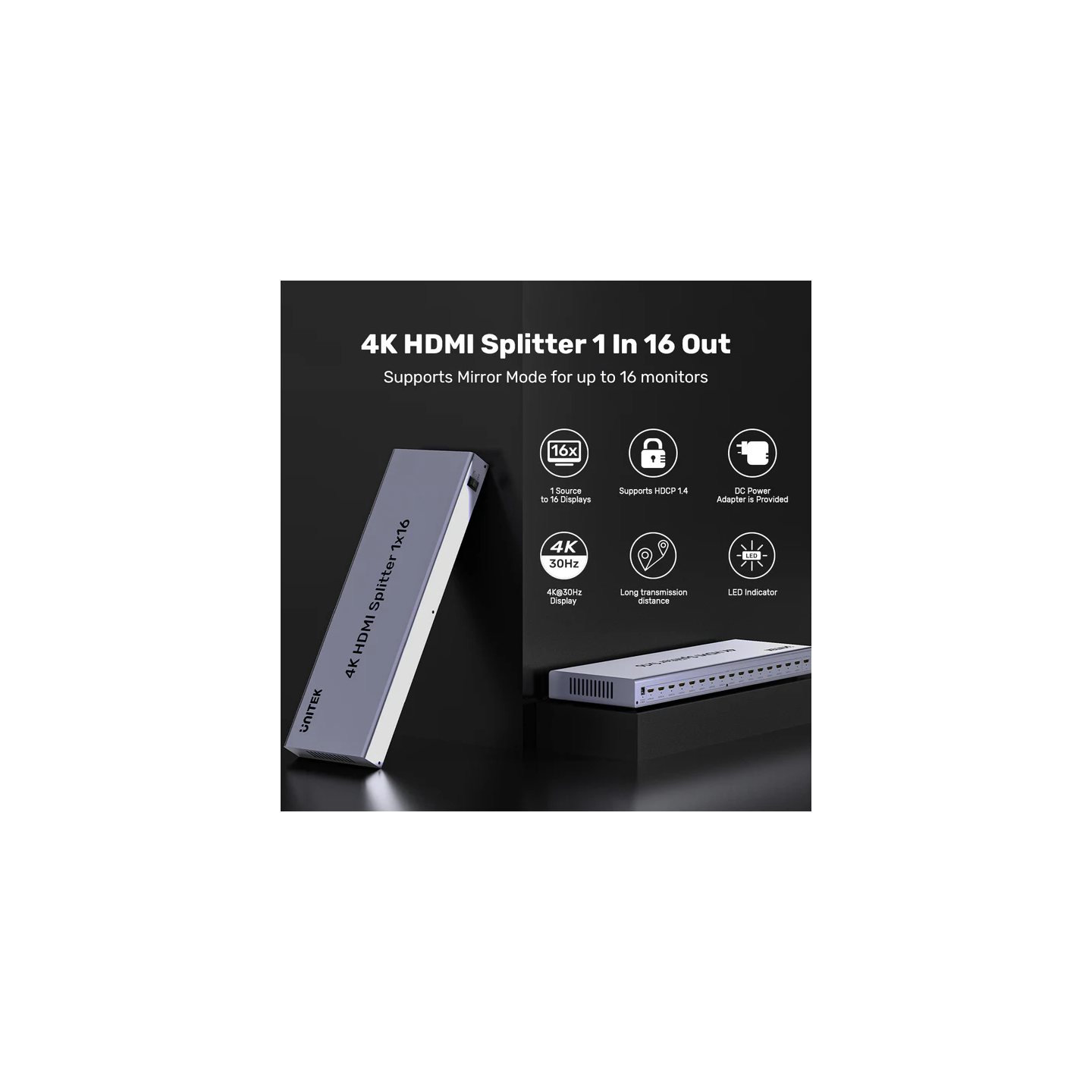 Unitek HDMI Splitter - V1137A - 1x16 4K30Hz — Buy in Cyprus with Fast Delivery