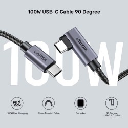 Unitek C14123BK-2M USB-C PD100W L-Shape 2m Cable (Boxed) — Buy in Cyprus with Fast Delivery