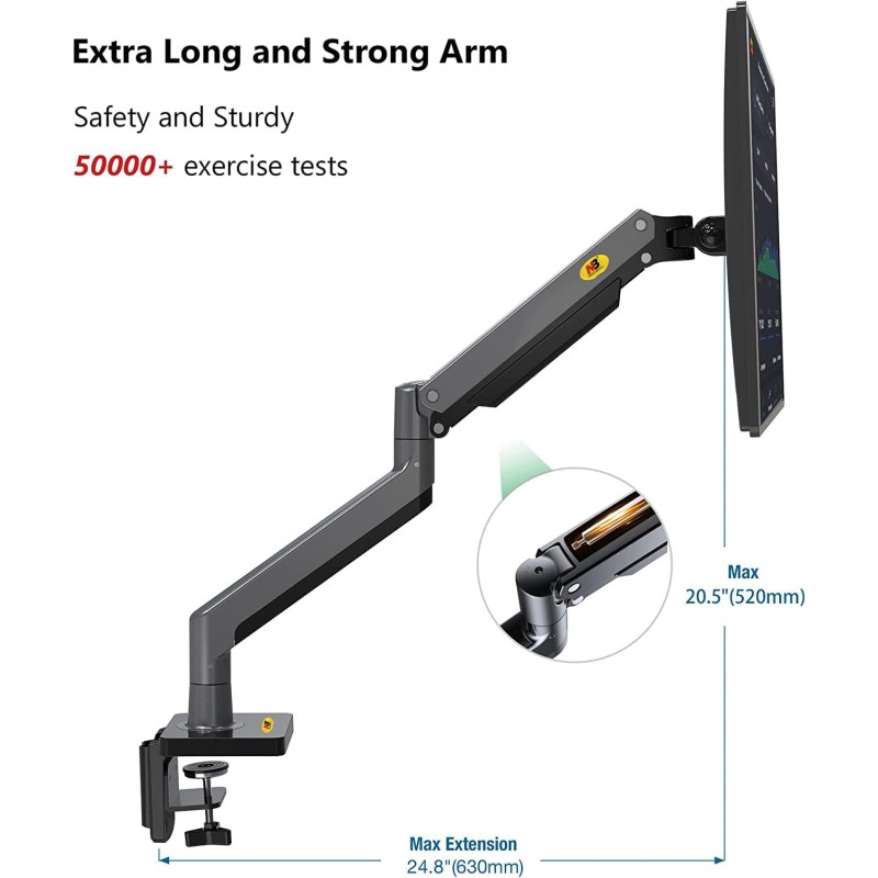 Buy NBMounts Monitor Desk Mount - G35 - Dual Arm Extra Long Gas Monitor Desk Mount in Cyprus, Nicosia, Limassol, Larnaka, Pafos