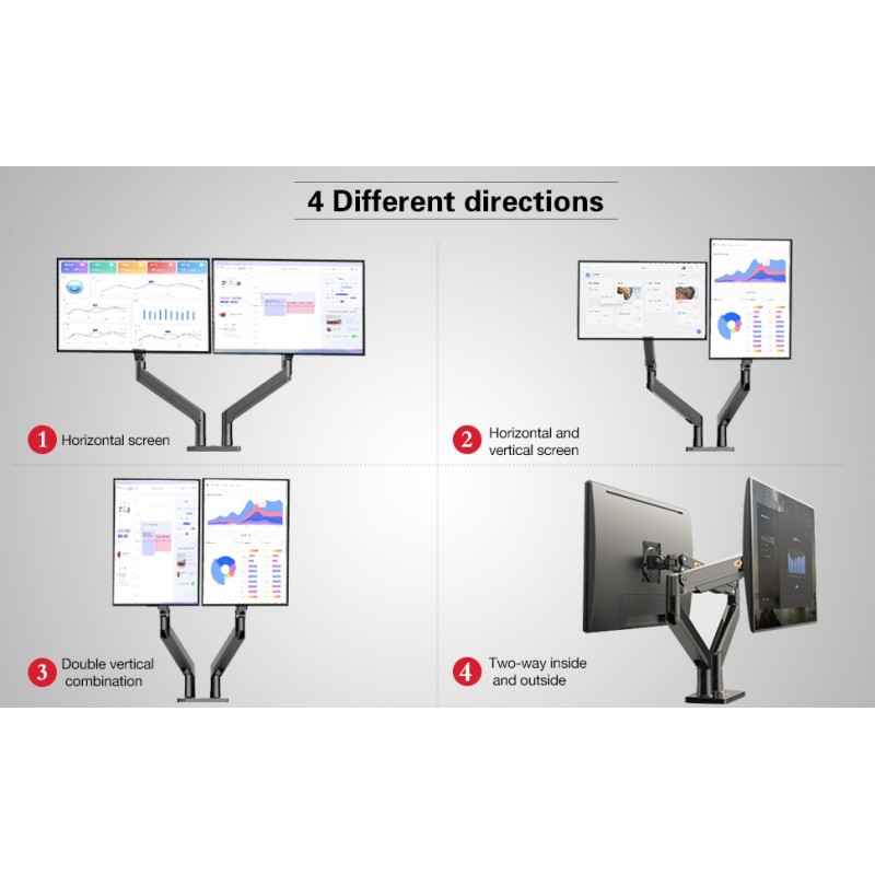 Buy NBMounts Monitor Desk Mount - G35 - Dual Arm Extra Long Gas Monitor Desk Mount in Cyprus, Nicosia, Limassol, Larnaka, Pafos
