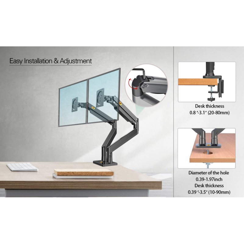 Buy NBMounts Monitor Desk Mount - G35 - Dual Arm Extra Long Gas Monitor Desk Mount in Cyprus, Nicosia, Limassol, Larnaka, Pafos