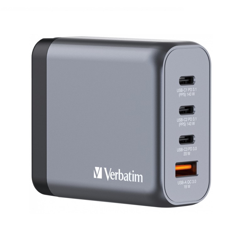 Buy Verbatim GaN Charger 4 Port 140W USB A C (EU UK US) - GNC-140 - Verbatim GaN... in Cyprus, Nicosia, Limassol, Larnaka, Pafos