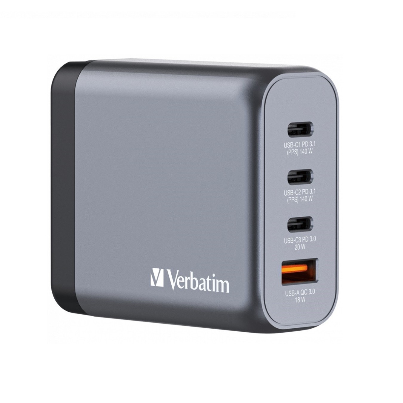 Verbatim GaN Charger 4 Port 140W USB A C (EU UK US) - GNC-140 - Verbatim GaN Charger 4 Port 140W USB A C (EU UK US)