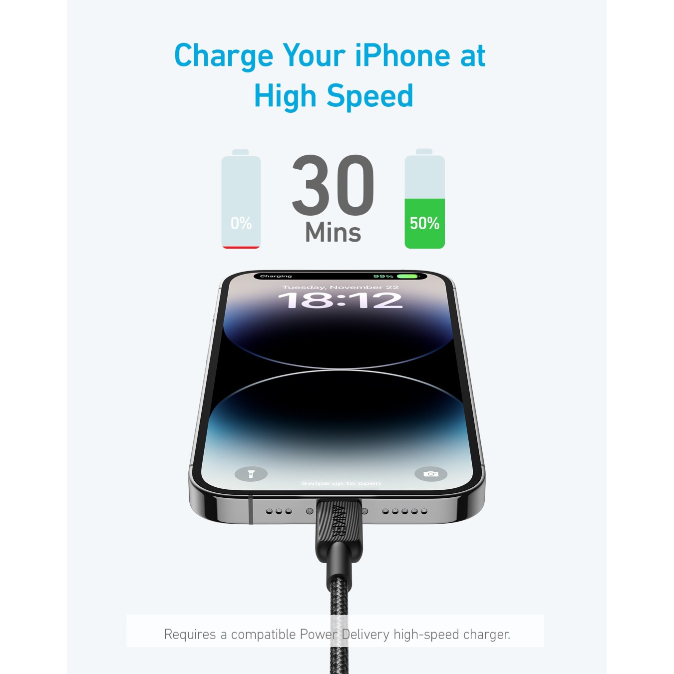 Anker Mobile Cable USB C to MFI - 322 - 0.9m Black — Buy in Cyprus with Fast Delivery
