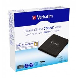 Buy Verbatim External Slimline CD DVD Writer - USB 3.2 USB-C Black in Cyprus, Nicosia, Limassol, Larnaka, Pafos