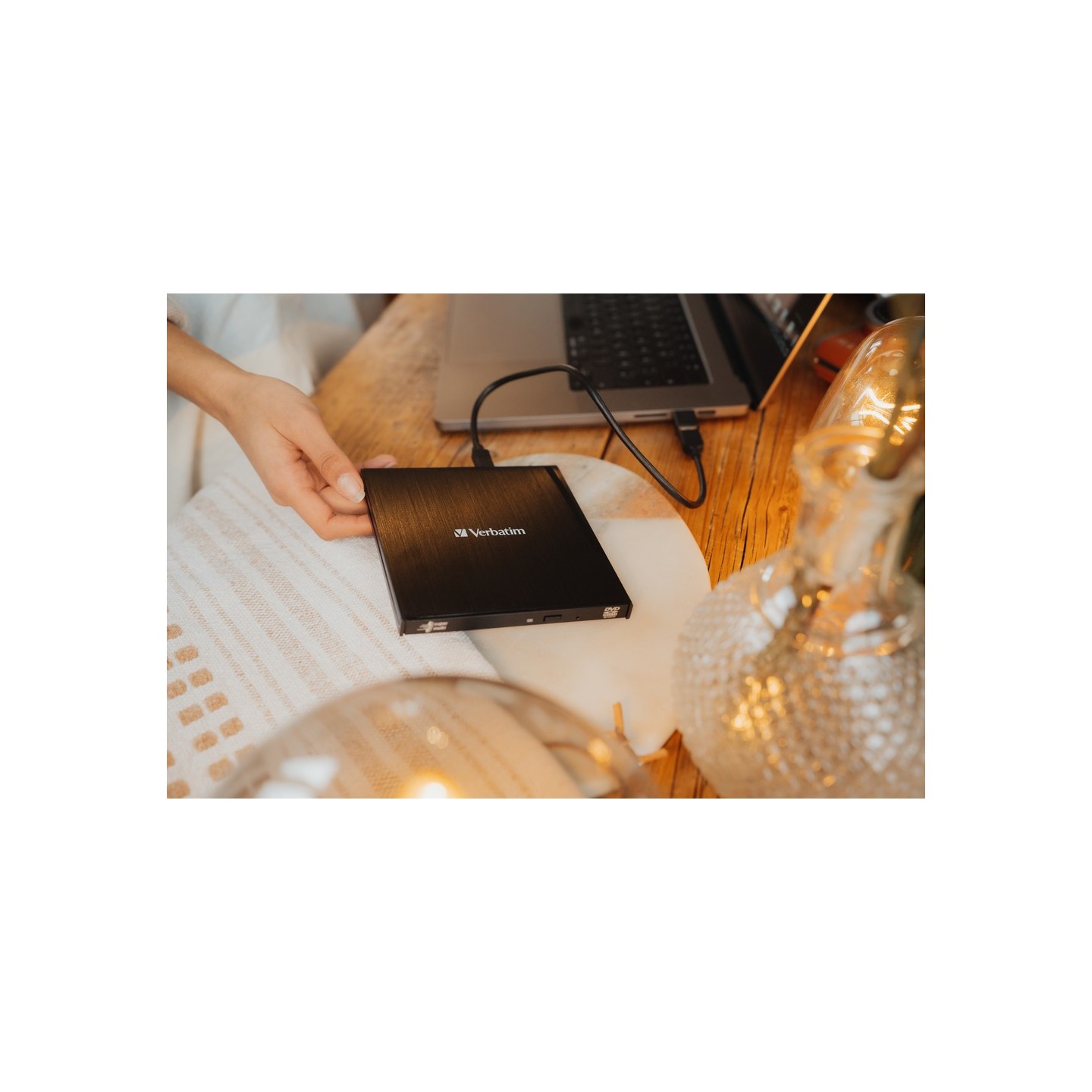 Verbatim External Slimline CD/DVD Writer USB 3.2 USB-C Black 43886 (Boxed) — Buy in Cyprus with Fast Delivery