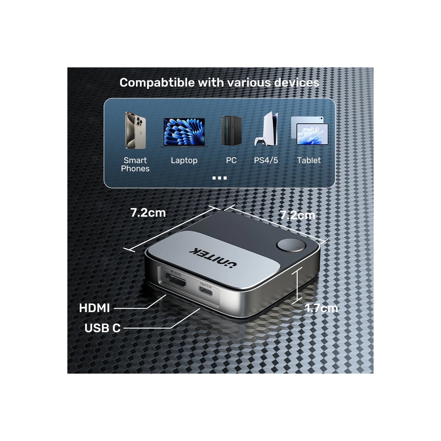 Unitek Wireless Screen Sharing Adapter - Up to 25M - Black — Buy in Cyprus with Fast Delivery