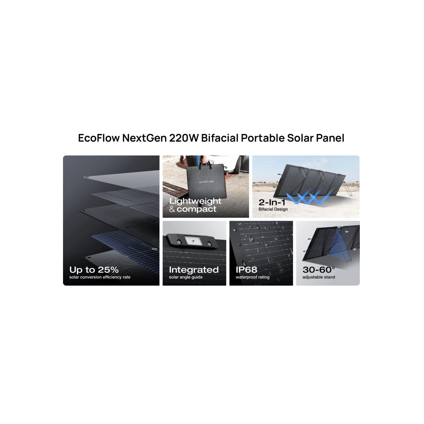 EcoFlow SPP Solar Panel - Portable NextGen 220W Bifacial & Metal Stand — Buy in Cyprus with Fast Delivery