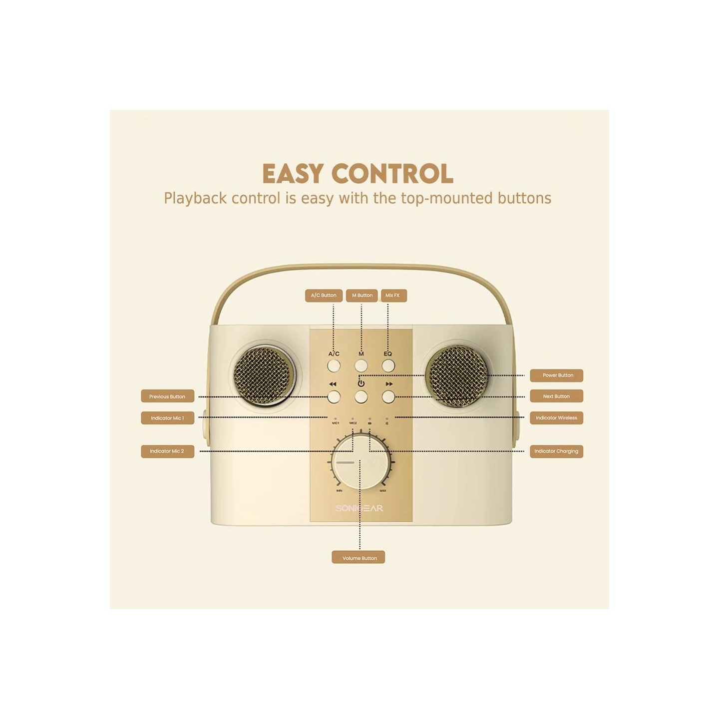 SonicGear Portable Speaker - K600 - SonicGear Portable Speaker BT Wireless Dual Mics iOX Souffle