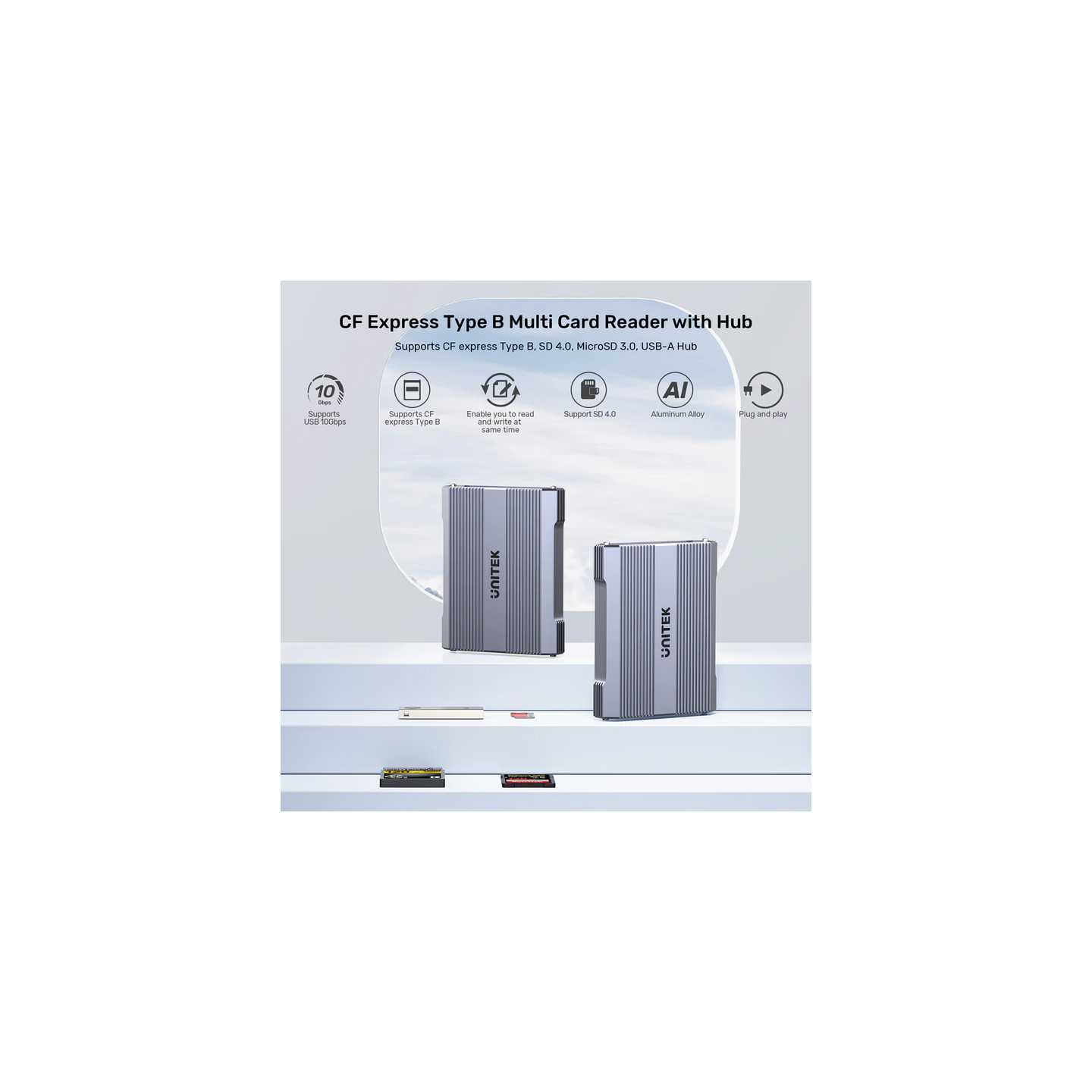 Unitek R1022 Dual Read Write Card Reader USB-C to SD4.0+Micro SD3.0+CF Express 2.0 — Buy in Cyprus with Fast Delivery