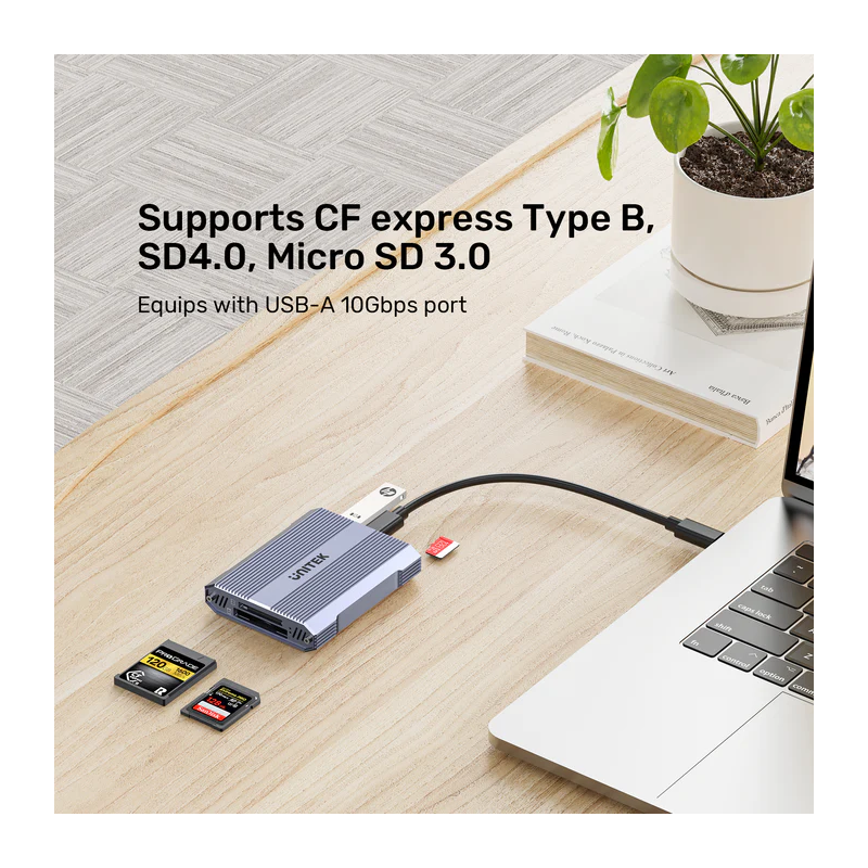 Buy Unitek R1022 Dual Read Write Card Reader USB-C to SD4.0+Micro SD3.0+CF Expre... in Cyprus, Nicosia, Limassol, Larnaka, Pafos