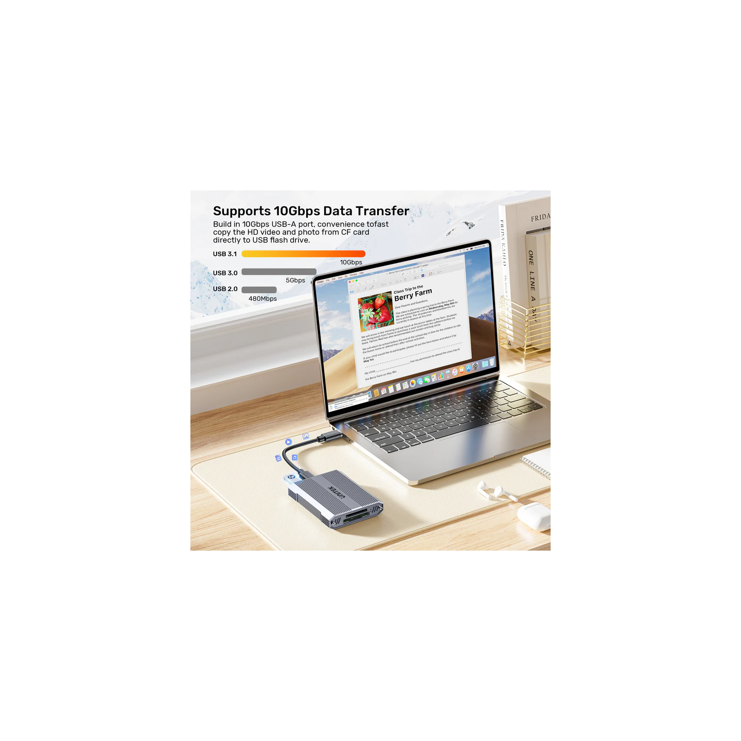 Unitek R1022 Dual Read Write Card Reader USB-C to SD4.0+Micro SD3.0+CF Express 2.0 — Buy in Cyprus with Fast Delivery