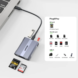 Buy Unitek R1022 Dual Read Write Card Reader USB-C to SD4.0+Micro SD3.0+CF Expre... in Cyprus, Nicosia, Limassol, Larnaka, Pafos