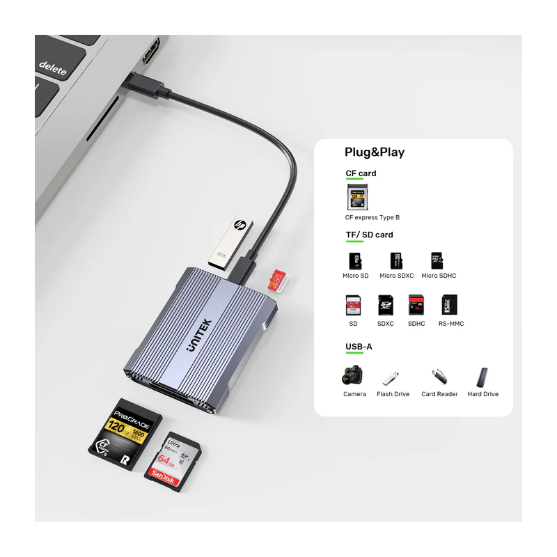 Buy Unitek R1022 Dual Read Write Card Reader USB-C to SD4.0+Micro SD3.0+CF Expre... in Cyprus, Nicosia, Limassol, Larnaka, Pafos