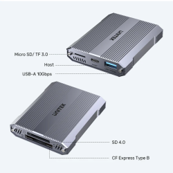Buy Unitek R1022 Dual Read Write Card Reader USB-C to SD4.0+Micro SD3.0+CF Expre... in Cyprus, Nicosia, Limassol, Larnaka, Pafos