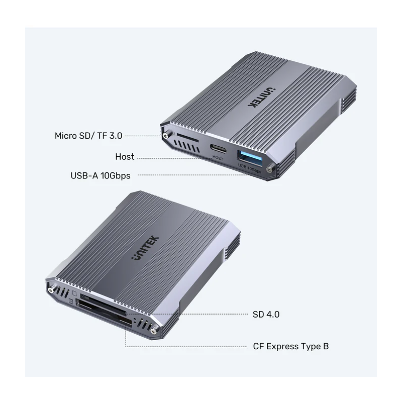 Buy Unitek R1022 Dual Read Write Card Reader USB-C to SD4.0+Micro SD3.0+CF Expre... in Cyprus, Nicosia, Limassol, Larnaka, Pafos
