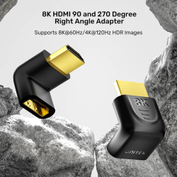 Buy Unitek HDMI Adaptor - A1046ABK - 1x90 & 1x270 degrees RA 8K60Hz in Cyprus, Nicosia, Limassol, Larnaka, Pafos